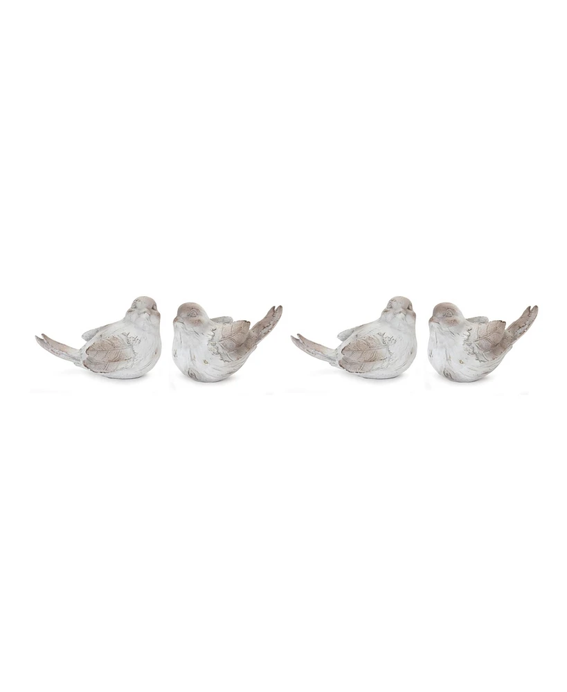 Slickblue White Washed Bird Figurine (Set of 4)