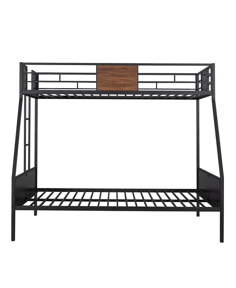 Streamdale Furniture Twin-Over-Full Bunk Bed Modern Style Steel Frame Bunk Bed With Safety Rail, Built-In Ladder