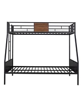 Streamdale Furniture Twin-Over-Full Bunk Bed Modern Style Steel Frame Bunk Bed With Safety Rail, Built-In Ladder