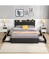 Simplie Fun Queen bed frame with charging headboard