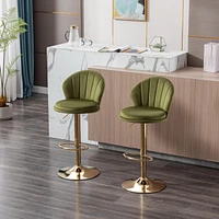 Streamdale Furniture Set Of 2 Bar Stools, With Chrome Footrest And Base Swivel Height Adjustable Mechanical Lifting