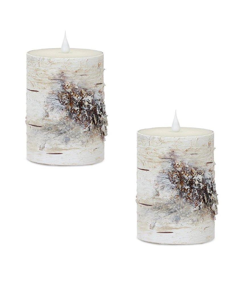 Slickblue Led Birch Designer Candle with Remote (Set of 2)