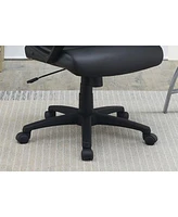 Streamdale Furniture Black Faux Leather Cushioned Upholstered 1 Piece Office Chair Adjustable Height Desk Chair Relax