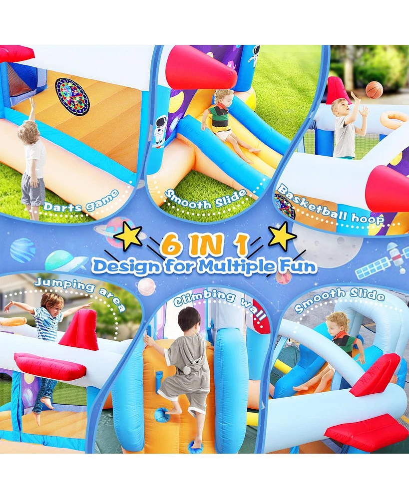 Streamdale Furniture 6 In 1 Outdoor Indoor Inflatable Bouncer For Kids Target Ball Basketball Slide With Blower
