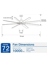 Streamdale Furniture Smart 72" Integrated Led Ceiling Fan With Silver Blades In Brushed Nickel Finish