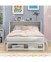 Simplie Fun Queen Size Murphy Bed With Built-In Charging Station And A Shelf