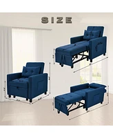 Simplie Fun Convertible Navy Sleeper Chair Set