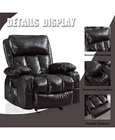 Streamdale Furniture Recliner Chair Heating Massage For Living Room With Rocking Function And Side Pocket(Brown)