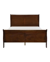 Streamdale Furniture Classic Louis Philipe Style Full Bed Brown Cherry Finish 1 Piece Traditional Design Sleigh Bed