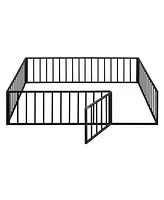 Streamdale Furniture Queen Size Metal Floor Bed Frame With Fence And Door