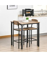 Streamdale Furniture Industrial 3-Piece Bar Table Set with Steel Chairs