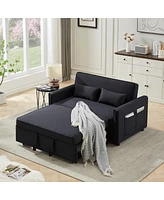 Streamdale Furniture Linen Loveseat Sleeper with Pull-Out Bed & Pillows