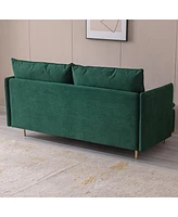 Streamdale Furniture Modern Upholstered Loveseat Sofa, Emerald Cotton Linen-63.8"