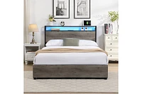 Streamdale Furniture Queen bed frame with charging headboard