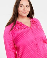 On 34th Trendy Plus Long-Sleeve Pintuck Blouse, Created for Macy's