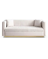 Streamdale Furniture Modern Beige Velvet Sofa with Pillows