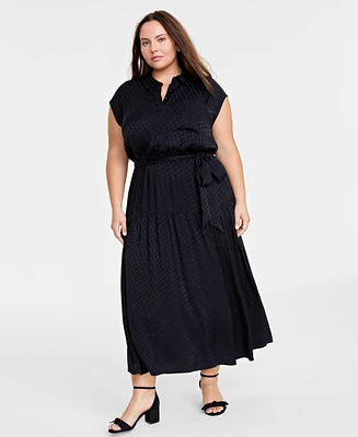 On 34th Trendy Plus Button-Front Tie-Waist Maxi Dress, Created for Macy's