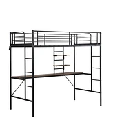 Streamdale Furniture Metal Twin Loft Bed With Desk And Storage Shelves