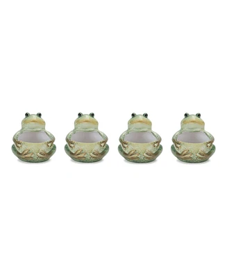 Slickblue Set of 4 Terra Cotta Frog Planters for Whimsical Garden Decor