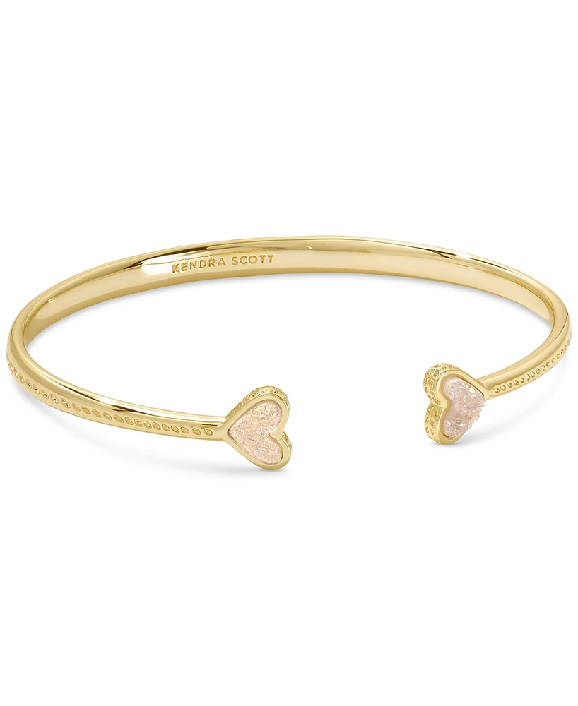 Kendra Scott Gold-Tone Iridescent Drusy Heart Cuff Bangle Bracelet