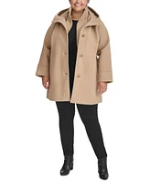 Tommy Hilfiger Plus Single-Breasted Hooded Button-Front Coat, Created for Macy's