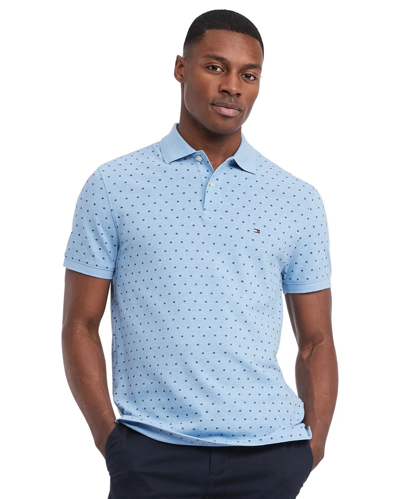 Tommy Hilfiger Men's Micro Geometric Print Short Sleeve Polo Shirt