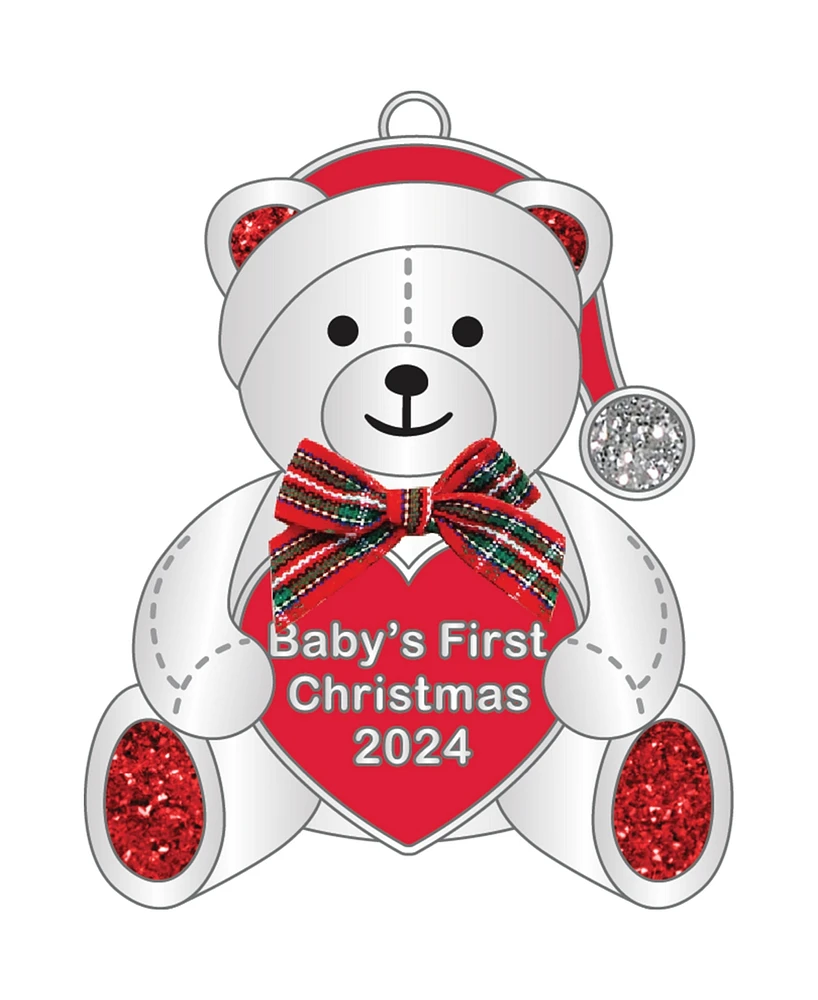 Ganz Sentiment Ornament Bear 'Baby's First Christmas' Dated 2024