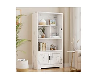gaomon Doors Modern Bookshelf with Led Lights Wooden