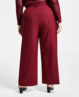 Bar Iii Trendy Plus High-Rise Wide-Leg Pants, Created for Macy's