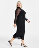 Bar Iii Trendy Plus Embellished Mesh Midi Dress, Created for Macy's