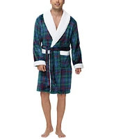 Holiday Lane Plush Printed Short Shawl-Collar Robe, Created for Macy's