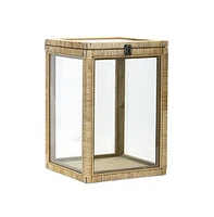 Slickblue Coastal Wood Box Lantern With Glass Top (Set of 2)