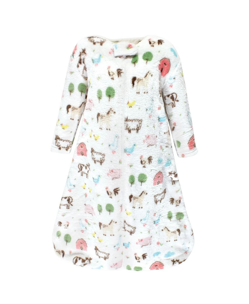 Hudson Baby Baby Girls Hudson Plush Sleeping Bag, Sack, Blanket Farm Animals Long Sleeve