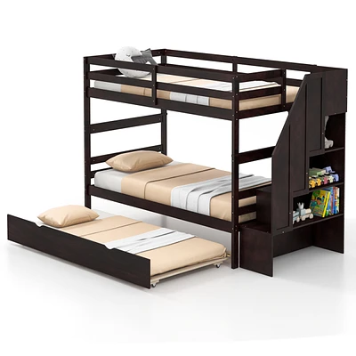 Slickblue Home Wood Bunk Bed with Guard Rail