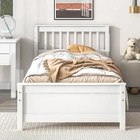 Twin Bed With Headboard And Footboard For Kids, Teens, Adults, With A Nightstand