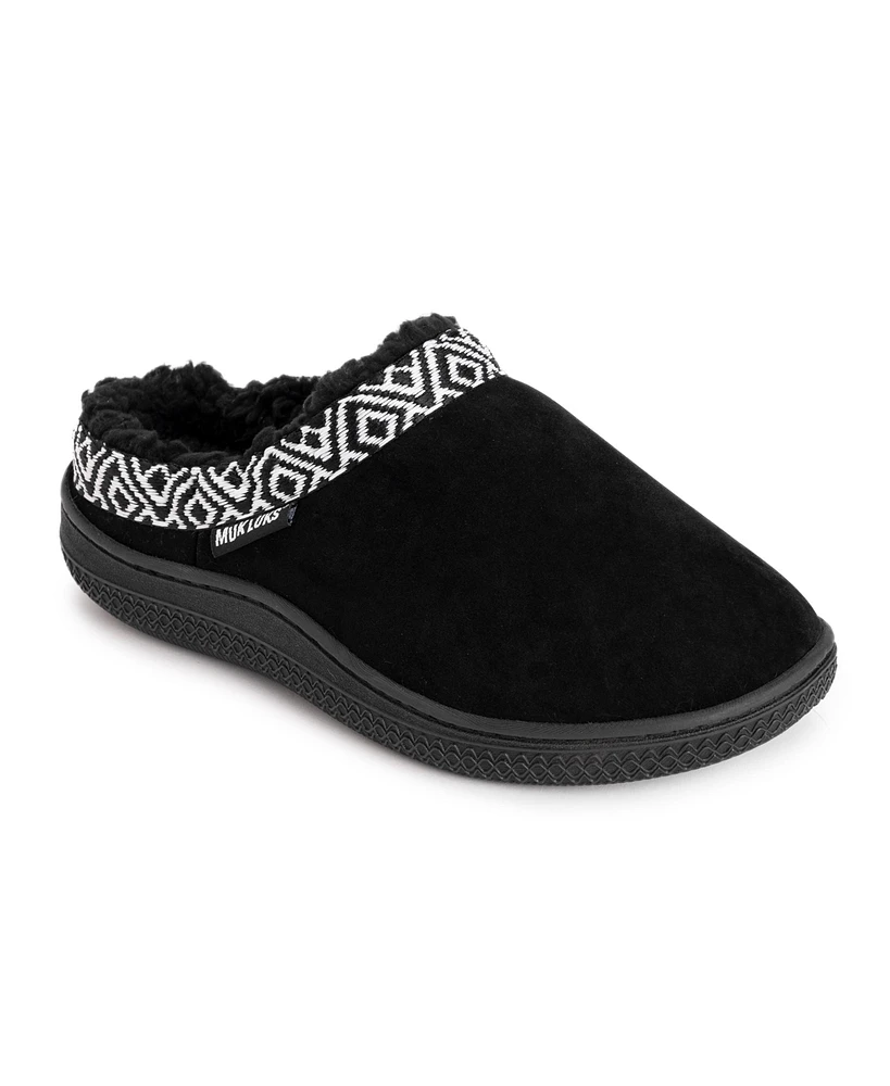 Muk Luks Women's Faux Sueded Clog, Black, Medium