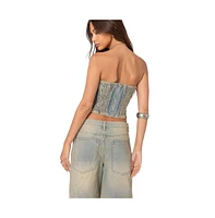 Edikted Women's Shira washed denim tube top