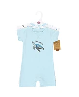 Touched by Nature Baby Boys Unisex Organic Cotton Rompers, Endangered Sea Turtle, 12-18 Months