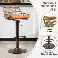 Swivel Bar Stools Set Of 2 Adjustable Counter Height Chairs With Footrest For Kitchen, Dining