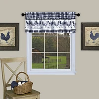 Kate Aurora Country Farmhouse Barnyard Plaid Rooster Kitchen Curtain Tier & Valance Set