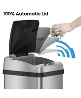 iTouchless Platinum Edition Stainless Steel Sensor Trash Can with AbsorbX Odor Filter 13 Gallon Silver