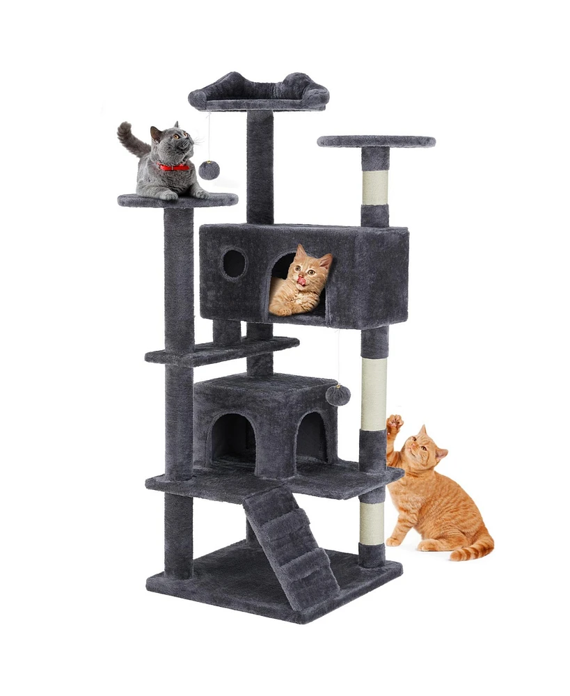 Simplie Fun Multi-Purpose Cat Tree with Scratching Posts, Condos, and Climbing Platforms