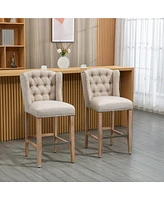 Homcom Counter Height Bar Stools Set of 2 with Wood Legs