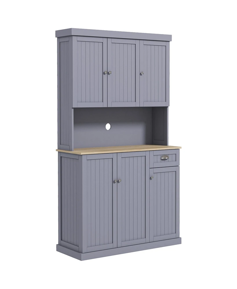 Homcom 71" Buffet with Hutch, Farmhouse Kitchen Pantry Storage Cabinet