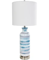 Rosemary Lane 28" Glass Abstract Striped Accent Lamp with Gold Base