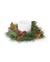 Slickblue Mixed Pine And Magnolia Candle Ring - 16 Inches (Set of 2)