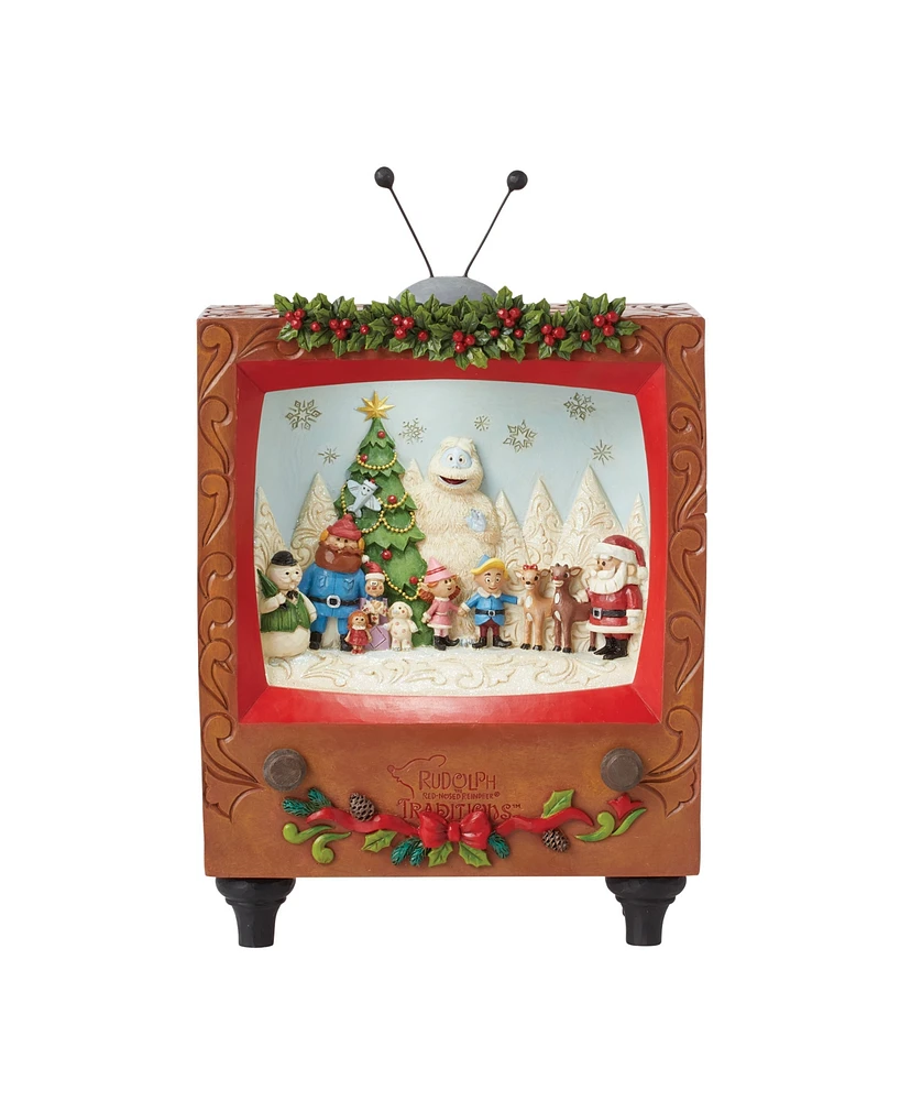 Jim Shore Rudolph Led Diorama Tv Scene Figurine