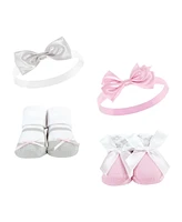 Hudson Baby Baby Girls 12Pc Headband and Socks Set, Pink Gray Pink Sequin