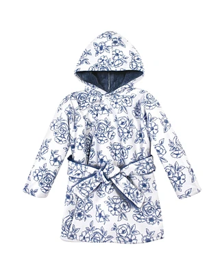 Hudson Baby Infant Girl Mink with Faux Fur Lining Pool and Beach Robe Cover-ups, Soft Painted Floral
