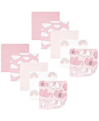 Hudson Baby Infant Girl Flannel Cotton Washcloths